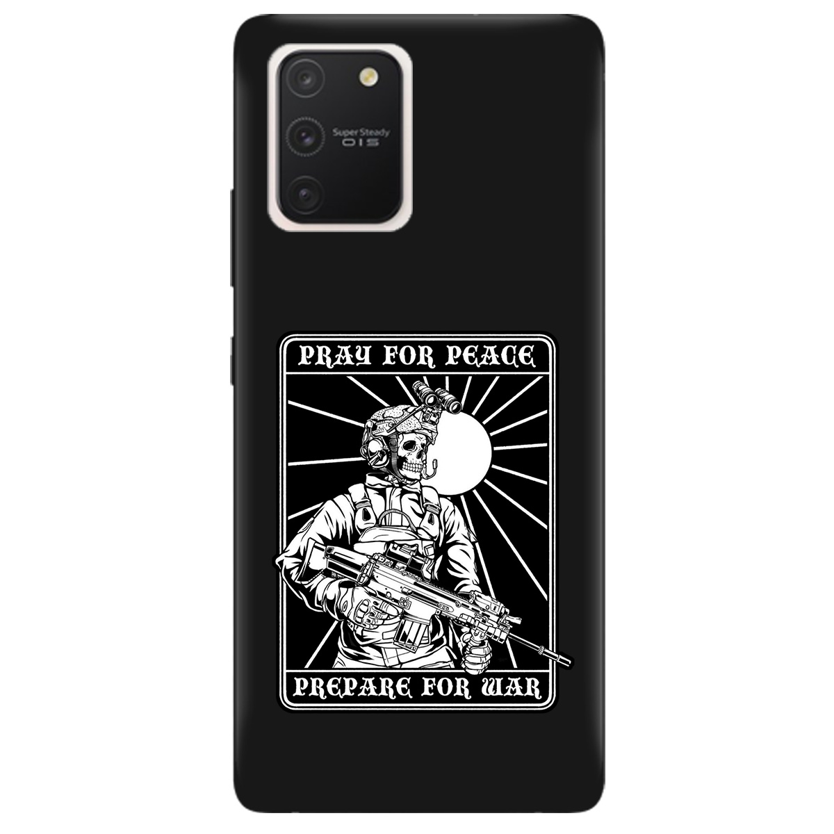Чехол для Samsung Galaxy S10 Lite черный матовый soft touch Моліться за мир - фото 1 - Чехлы для телефонов