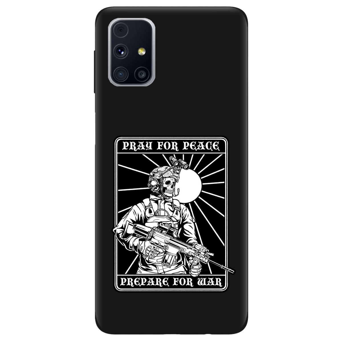 Чохол для Samsung Galaxy M31s чорний матовий soft touch Моліться за мир - фото 1 - Чохли для телефонів