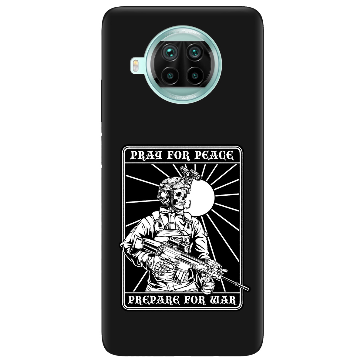 Чехол для Xiaomi Mi 10T Lite черный матовый soft touch Моліться за мир - фото 1 - Чехлы для телефонов