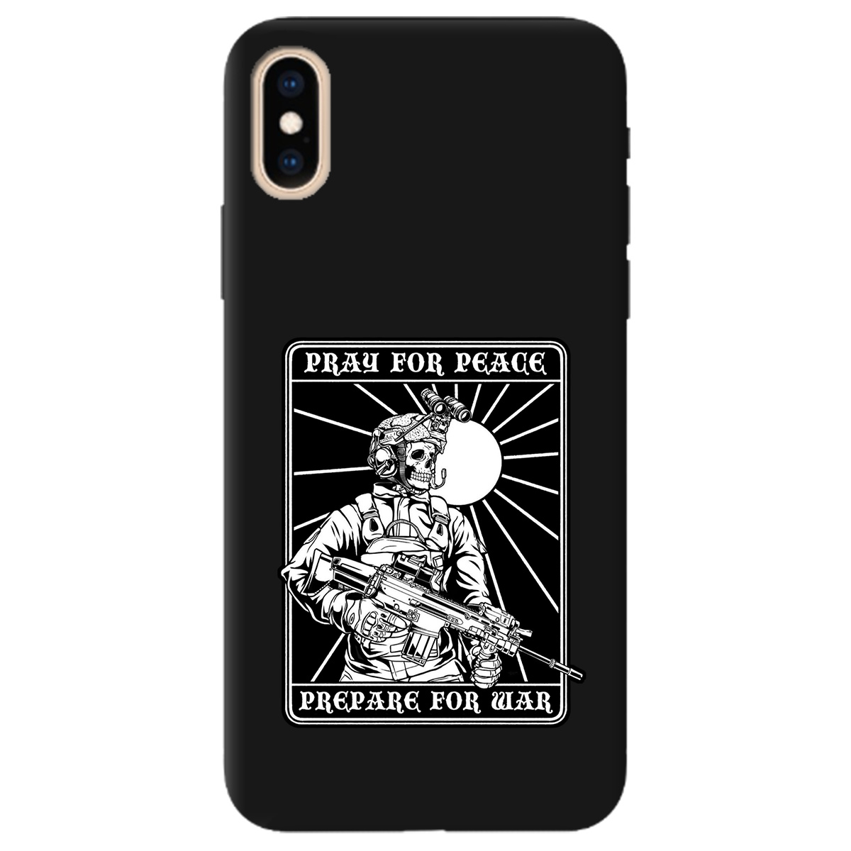 Чехол для Apple iPhone XS Max черный матовый soft touch Моліться за мир - фото 1 - Чехлы для телефонов