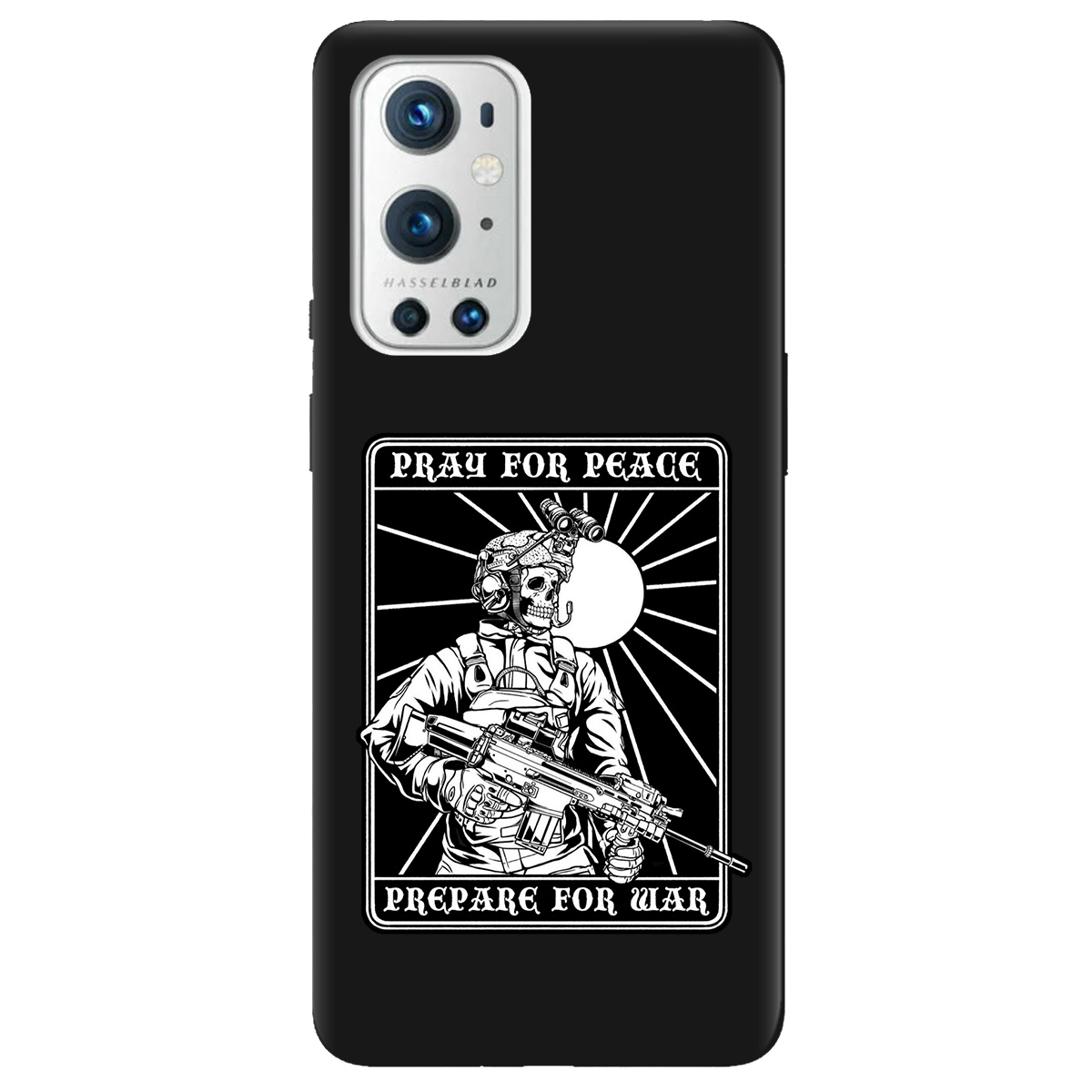 Чохол для OnePlus 9 Pro чорний матовий soft touch Моліться за мир - фото 1 - Чохли для телефонів