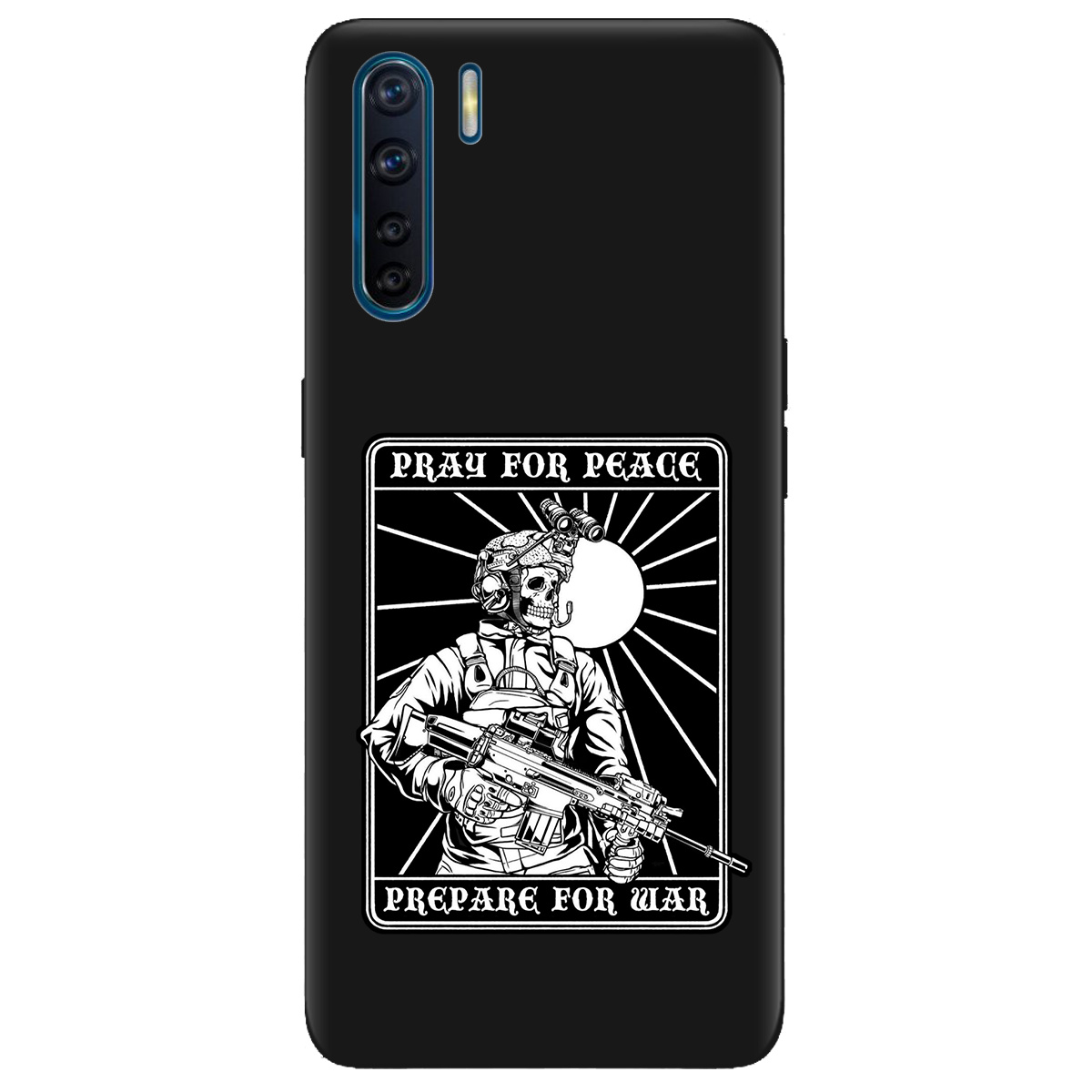 Чохол для Oppo Reno 3 чорний матовий soft touch Моліться за мир - фото 1 - Чохли для телефонів