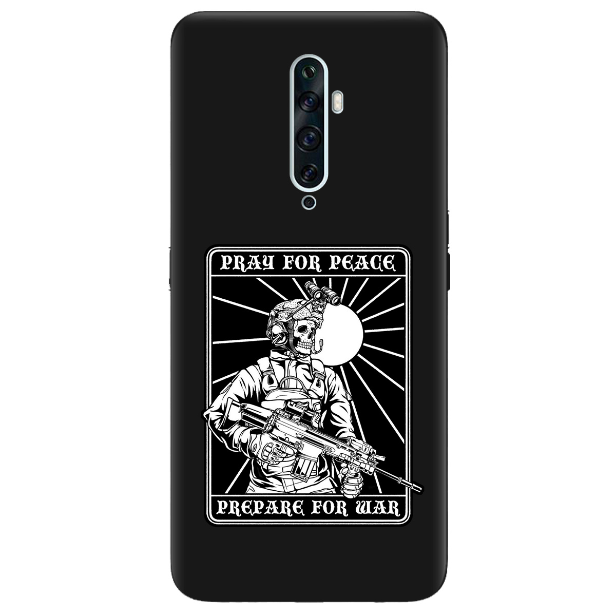 Чохол для Oppo Reno 2 чорний матовий soft touch Моліться за мир - фото 1 - Чохли для телефонів