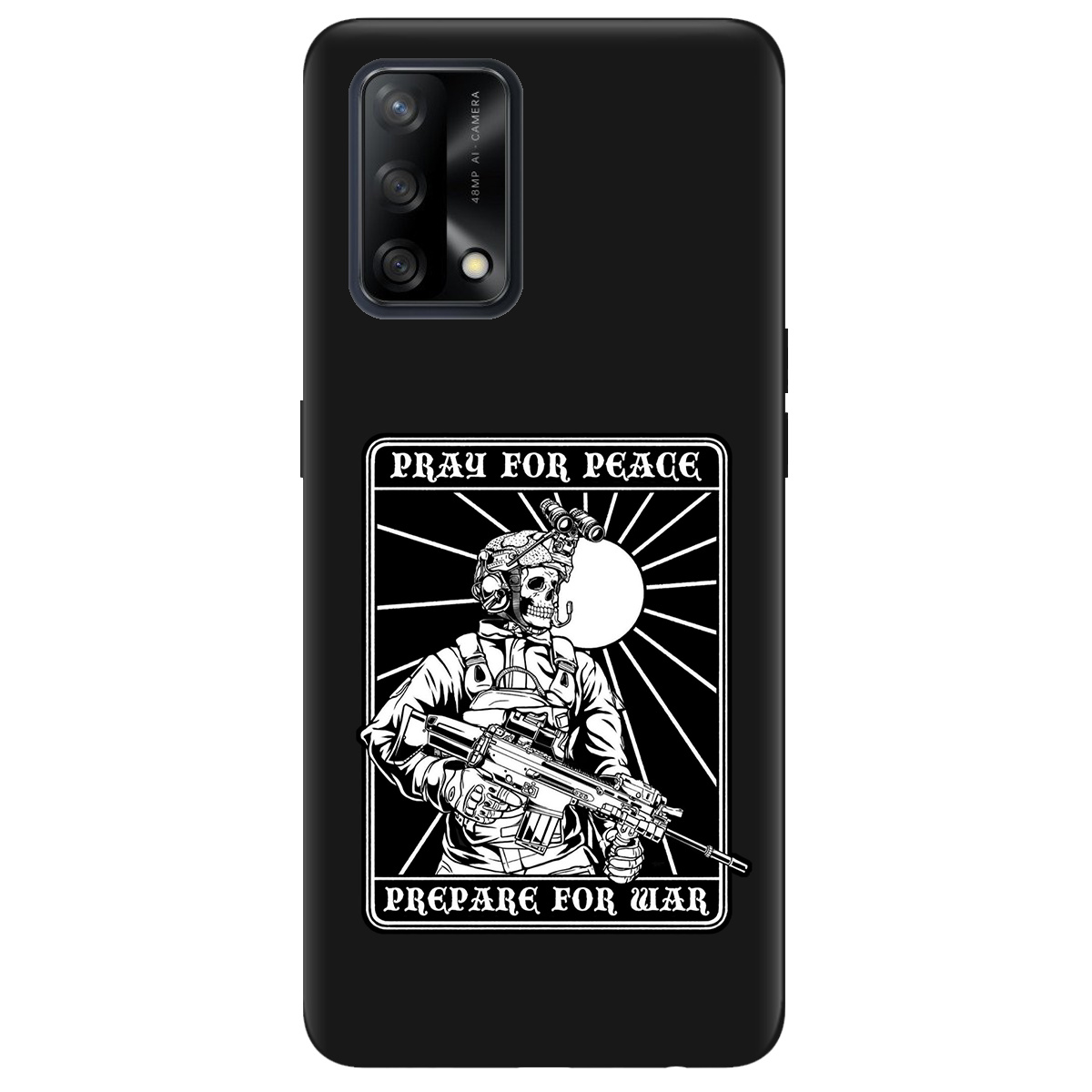 Чехол для Oppo A74 4G черный матовый soft touch Моліться за мир - фото 1 - Чехлы для телефонов