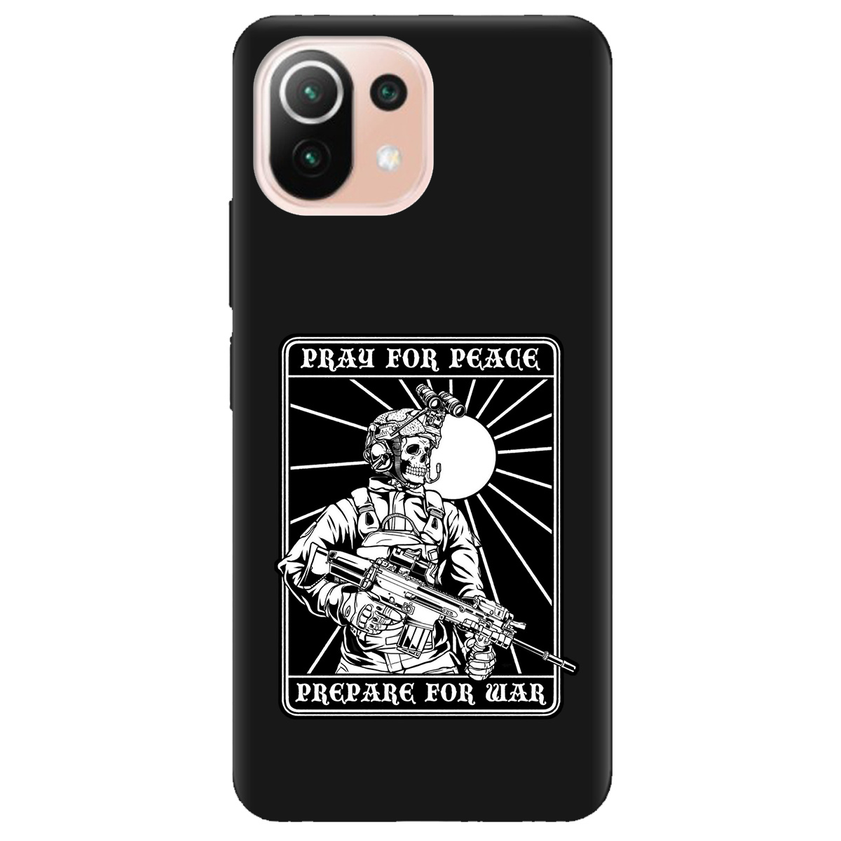 Чохол для Xiaomi Mi 11 lite чорний матовий soft touch Моліться за мир - фото 1 - Чохли для телефонів