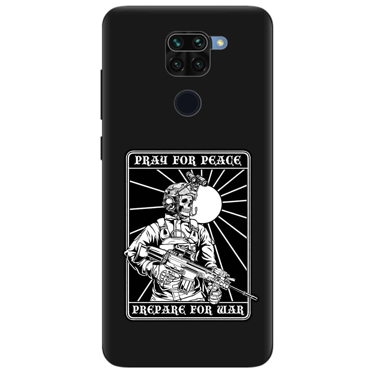 Чохол для Xiaomi Redmi Note 9 чорний матовий soft touch Моліться за мир - фото 1 Чохол для Xiaomi Redmi Note 9 чорний матовий soft touch Моліться за мир - фото 1 - Чохли для телефонів