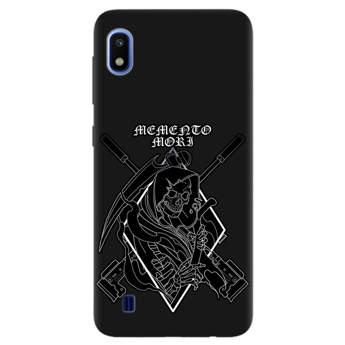 Чохол для Samsung Galaxy A10 чорний матовий soft touch Пам'ятай про смерть - фото 1 - Чохли для телефонів
