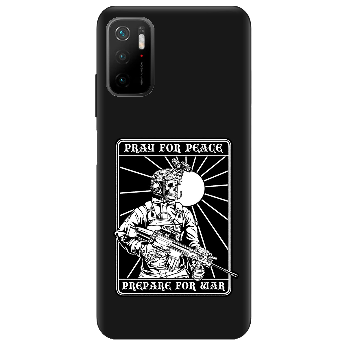 Чехол для Xiaomi Redmi Note 10 5G черный матовый soft touch Моліться за мир - фото 1 - Чехлы для телефонов