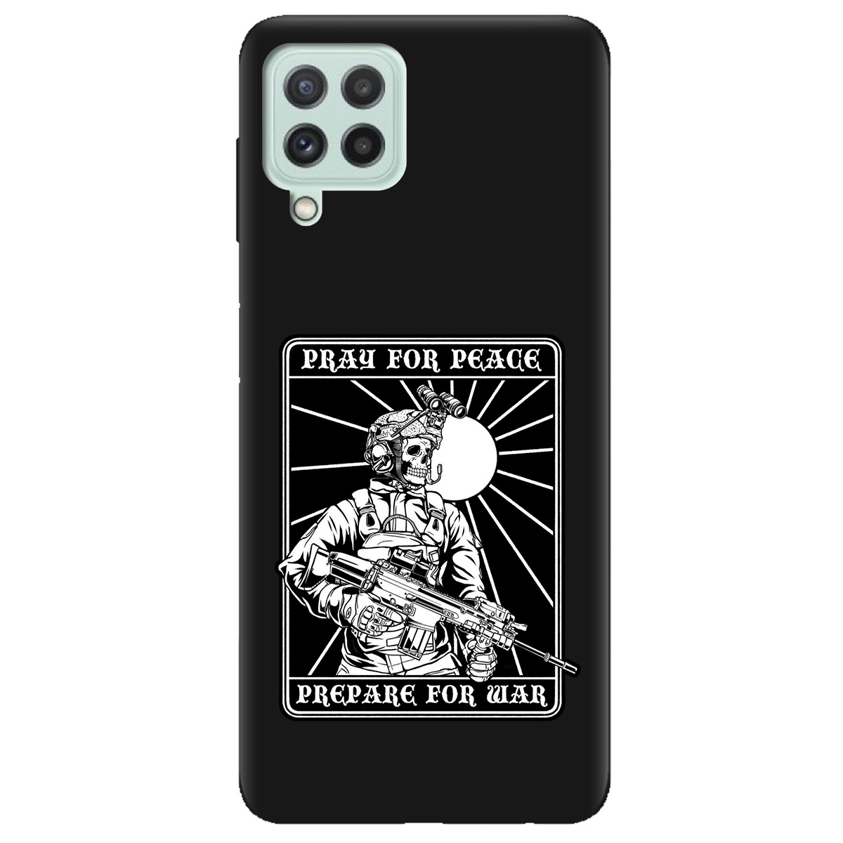 Чохол для Samsung Galaxy M32 чорний матовий soft touch Моліться за мир - фото 1 - Чохли для телефонів