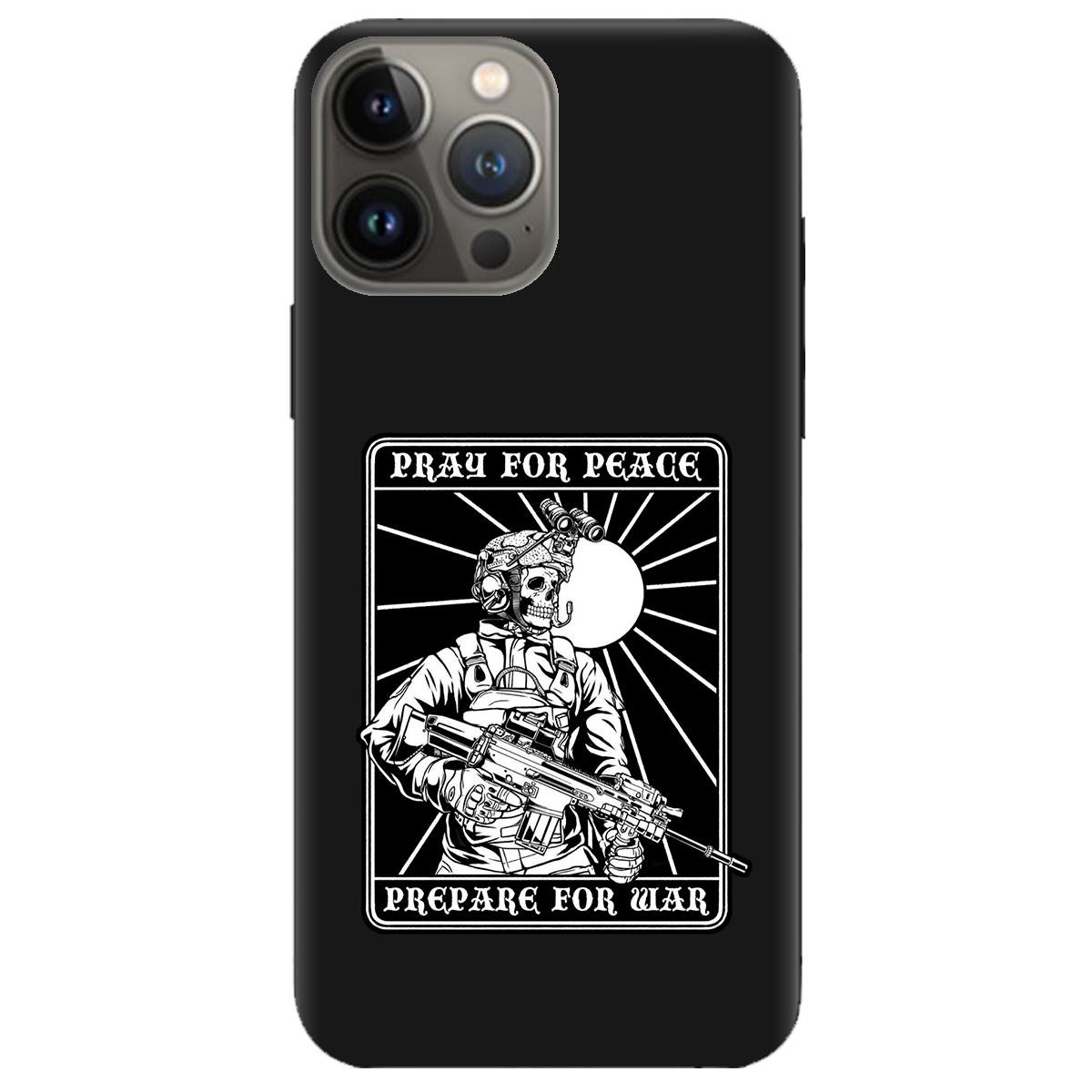 Чохол для Apple iPhone 13 Pro чорний матовий soft touch Моліться за мир - фото 1 - Чохли для телефонів