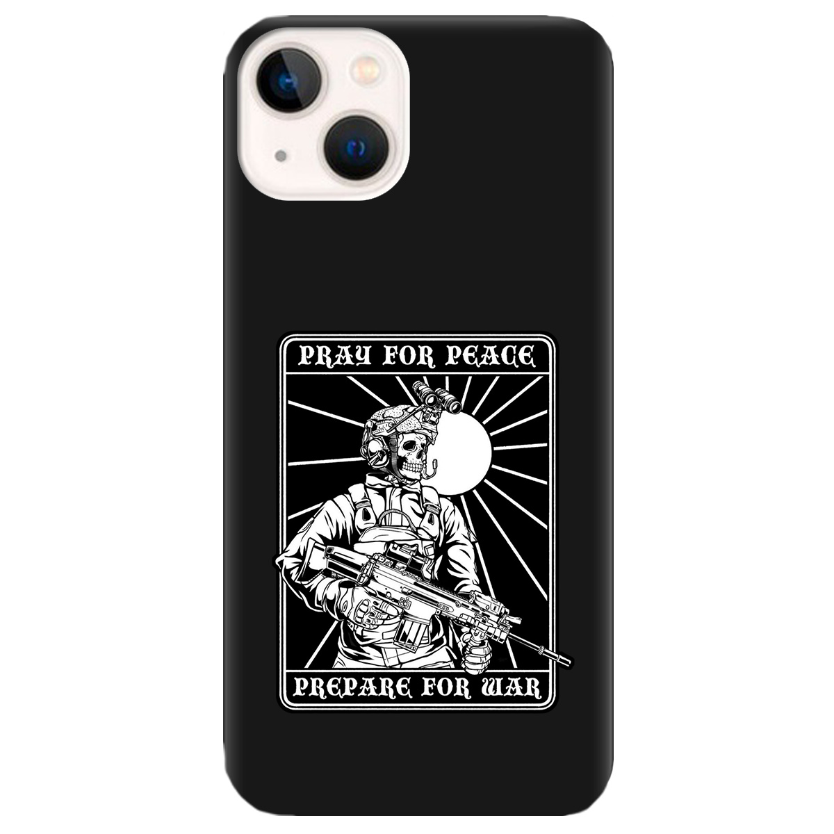 Чехол для Apple iPhone 13 Mini черный матовый soft touch Моліться за мир - фото 1 - Чехлы для телефонов