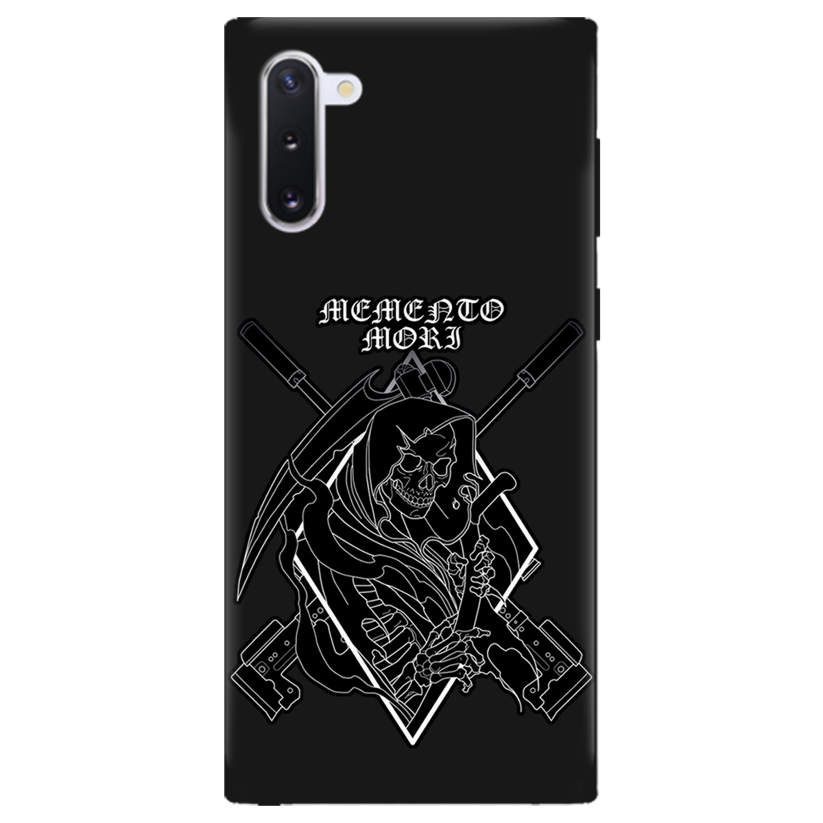 Чохол для Samsung Galaxy Note 10 чорний матовий soft touch Пам'ятай про смерть - фото 1 - Чохли для телефонів