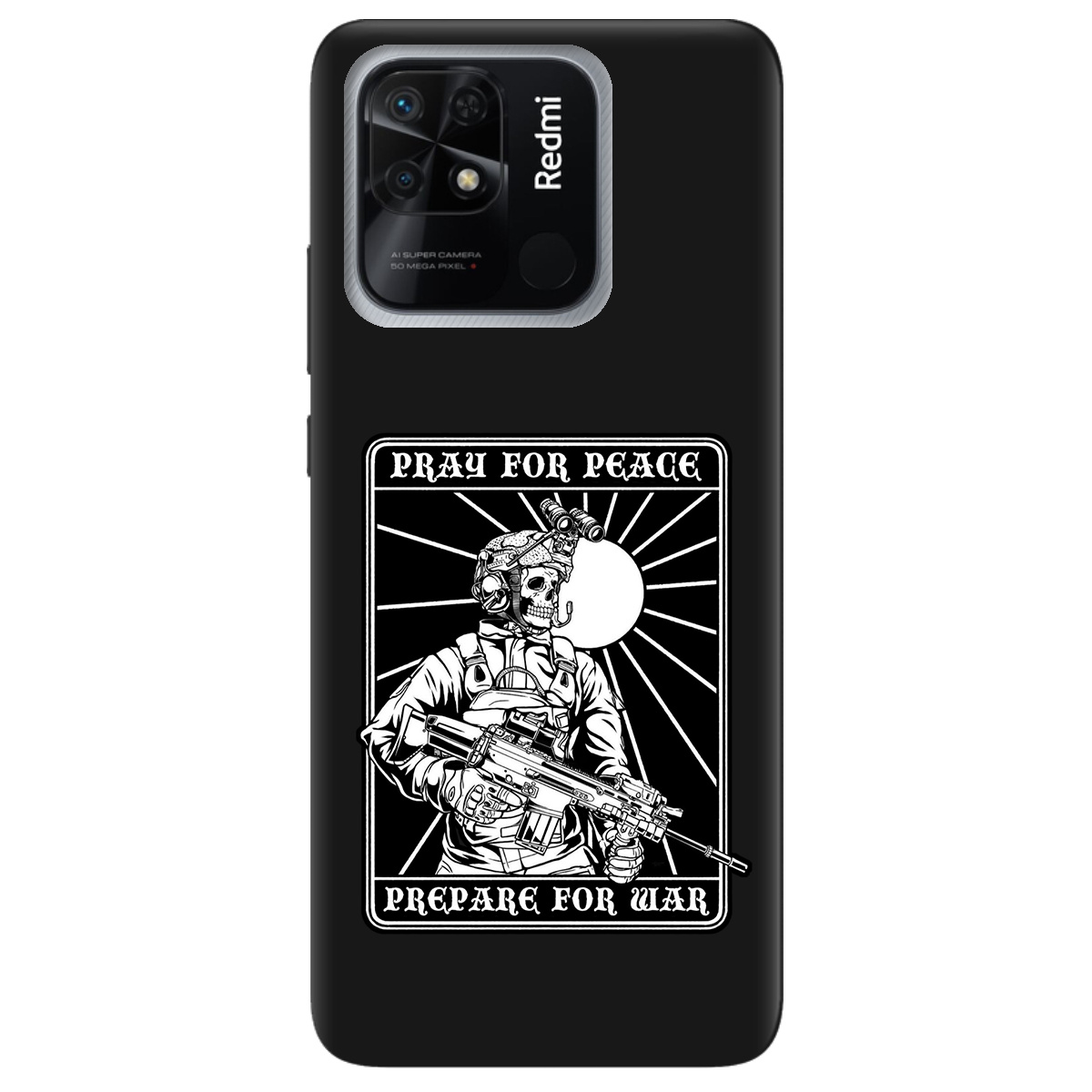 Чехол для Xiaomi Redmi 10C черный матовый soft touch Моліться за мир - фото 1 - Чехлы для телефонов
