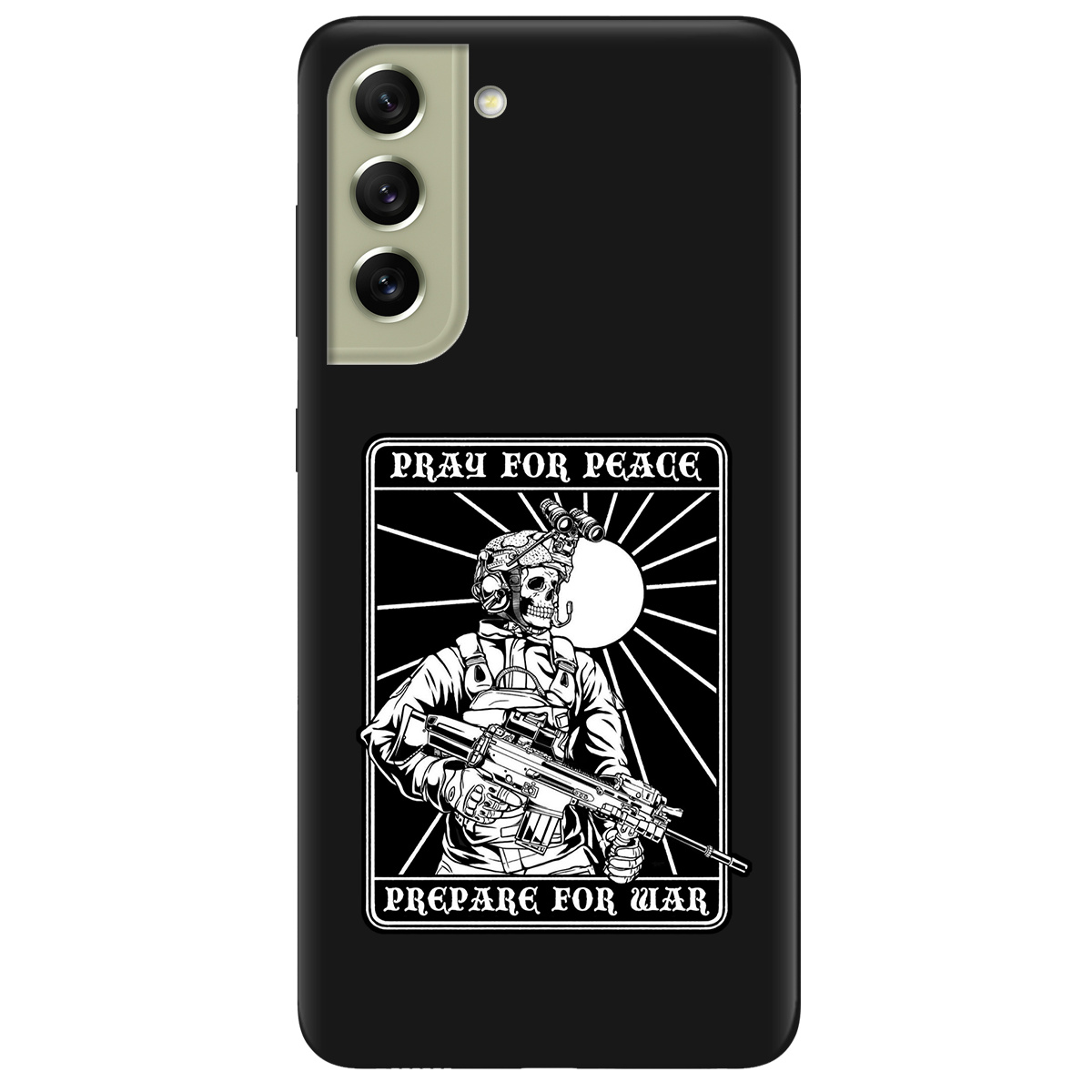 Чехол для Samsung Galaxy S21 FE черный матовый soft touch Моліться за мир - фото 1 - Чехлы для телефонов