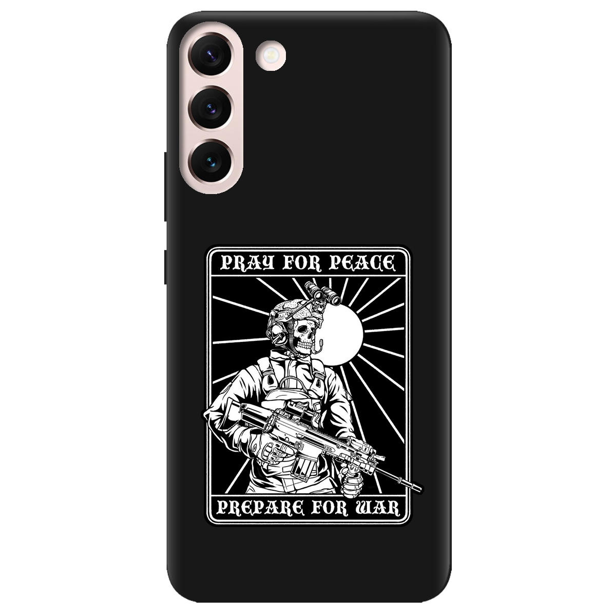 Чехол для Samsung Galaxy S22 Plus черный матовый soft touch Моліться за мир - фото 1 - Чехлы для телефонов