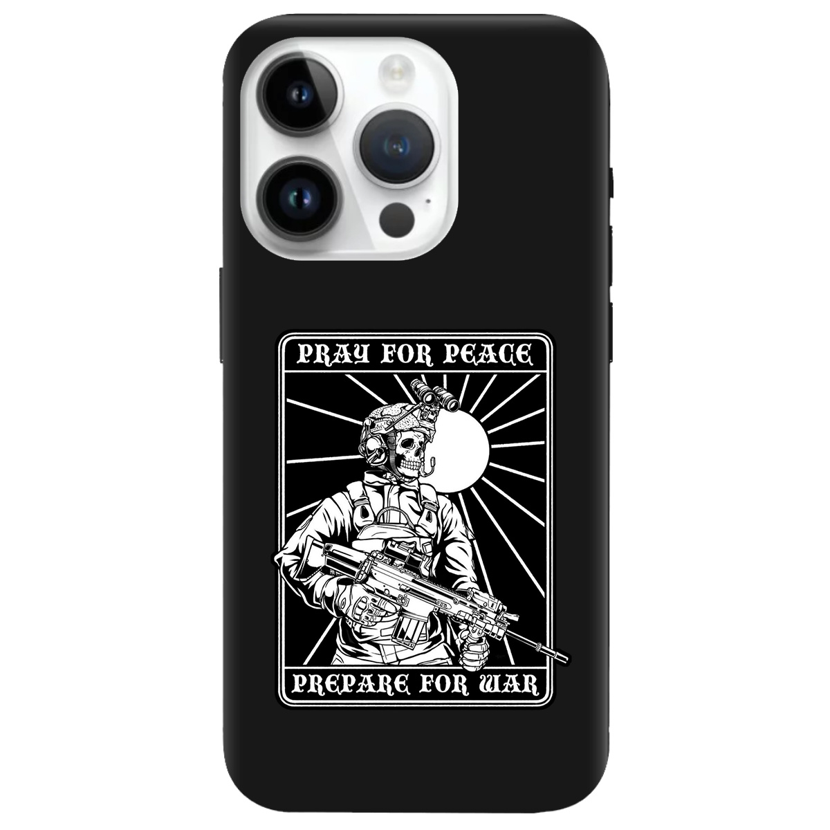 Чехол для Apple iPhone 14 Pro черный матовый soft touch Моліться за мир - фото 1 - Чехлы для телефонов