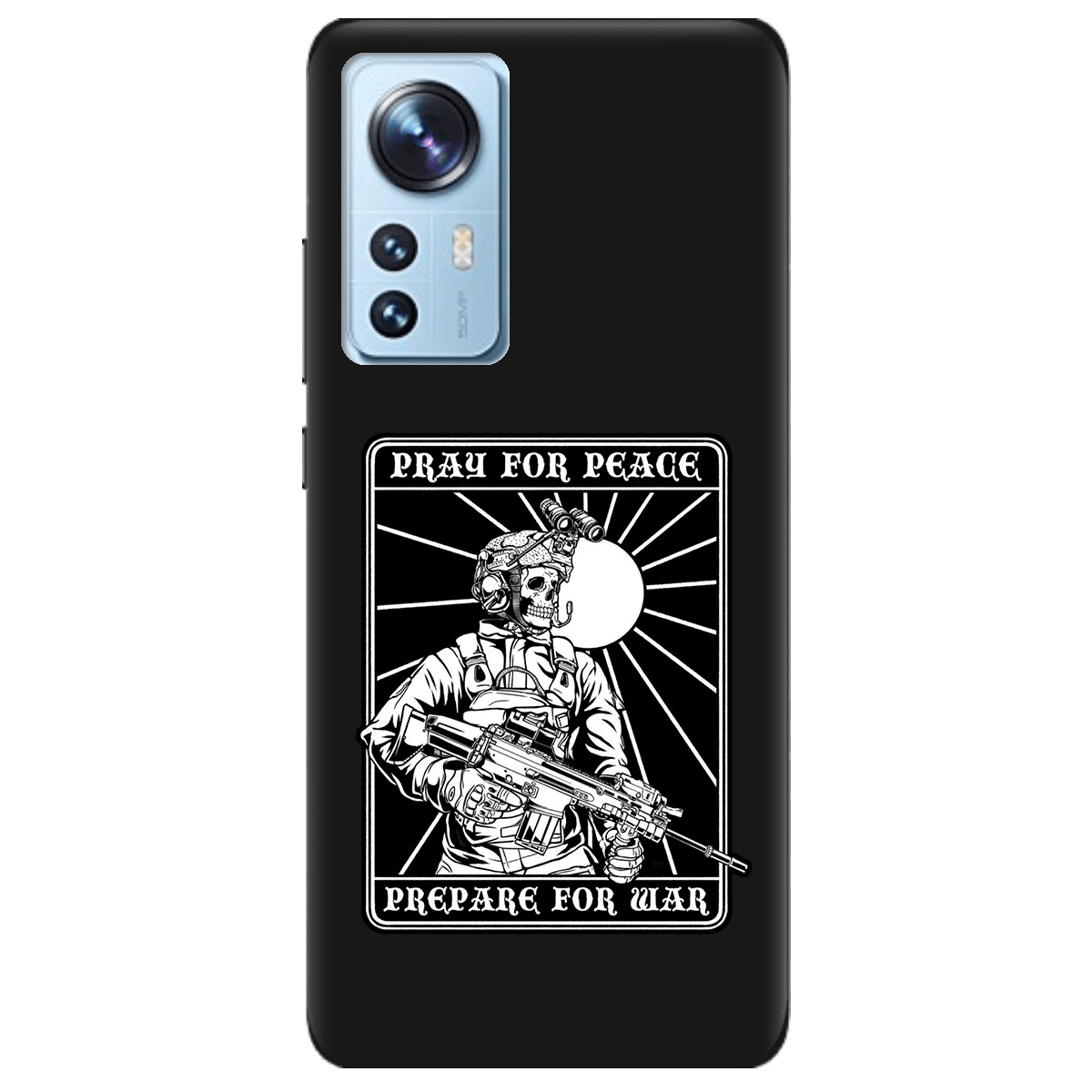 Чехол для Xiaomi 12X черный матовый soft touch Моліться за мир - фото 1 - Чехлы для телефонов