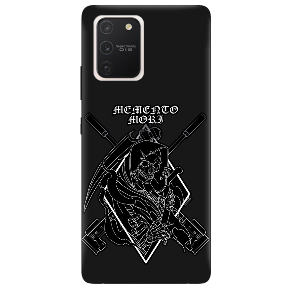 Чехол для Samsung Galaxy S10 Lite черный матовый soft touch Пам'ятай про смерть - фото 1 - Чехлы для телефонов