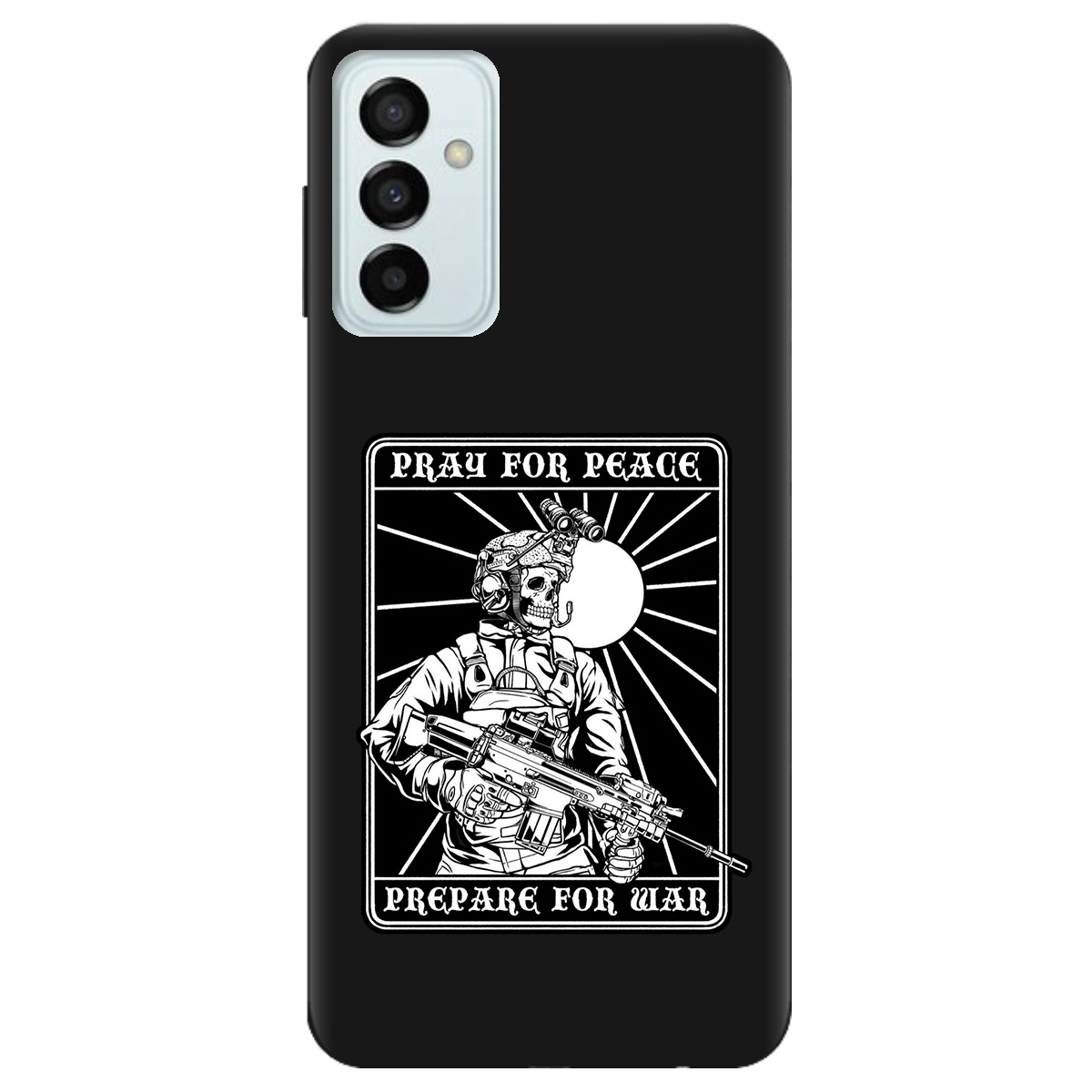 Чохол для Samsung Galaxy M13 4G чорний матовий soft touch Моліться за мир - фото 1 - Чохли для телефонів