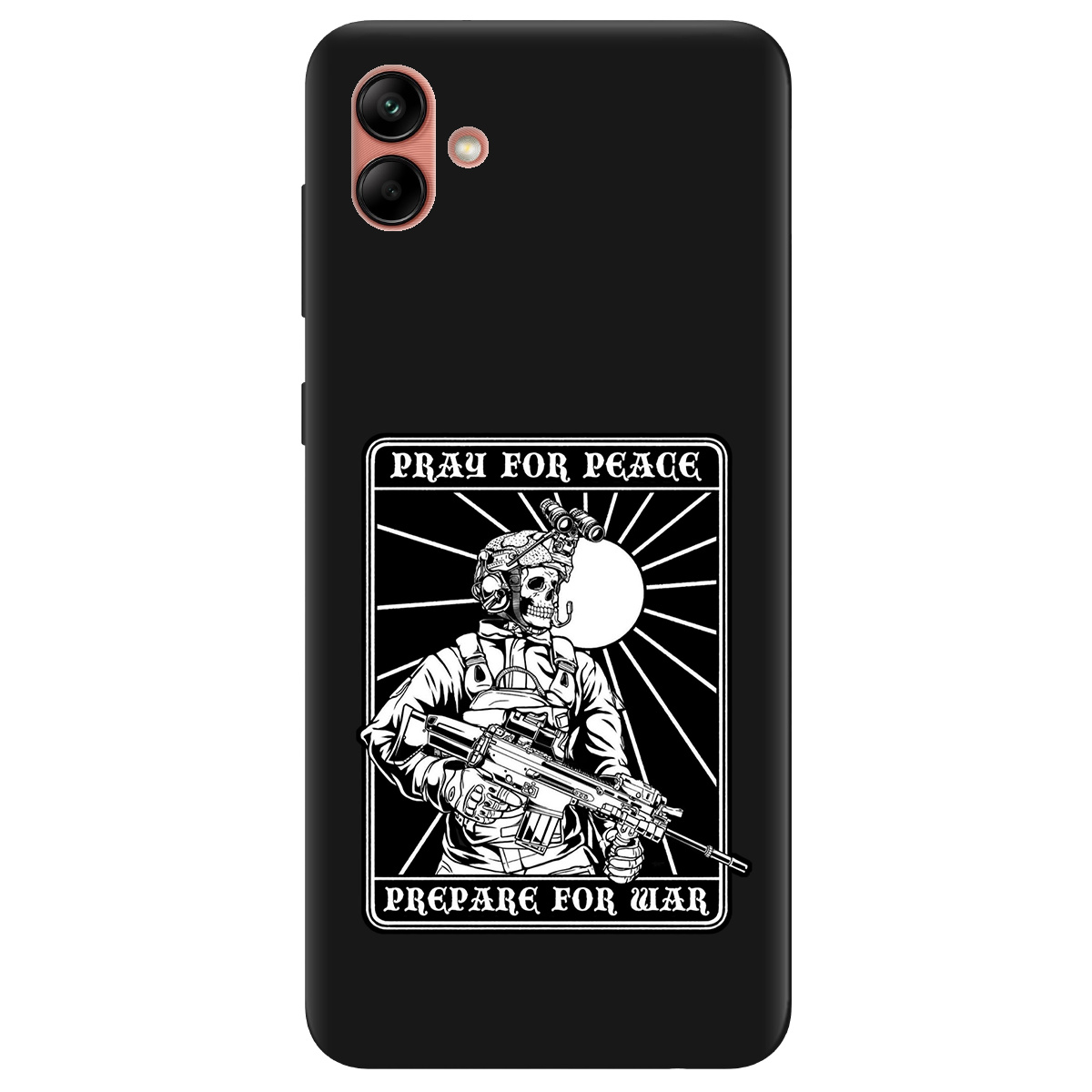 Чохол для Samsung Galaxy A04 чорний матовий soft touch Моліться за мир - фото 1 - Чохли для телефонів