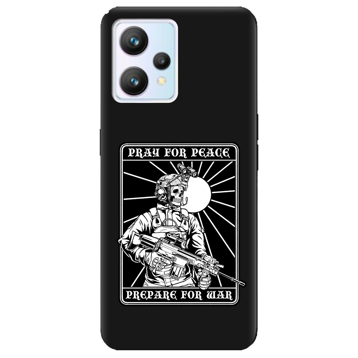 Чохол для Realme 9 чорний матовий soft touch Моліться за мир - фото 1 - Чохли для телефонів