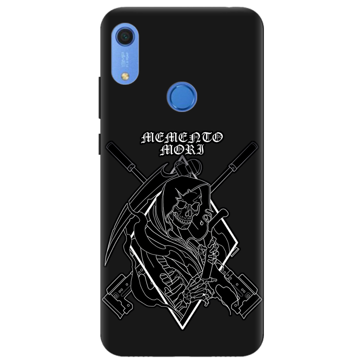 Чехол для Huawei Y6s черный матовый soft touch Пам'ятай про смерть - фото 1 - Чехлы для телефонов