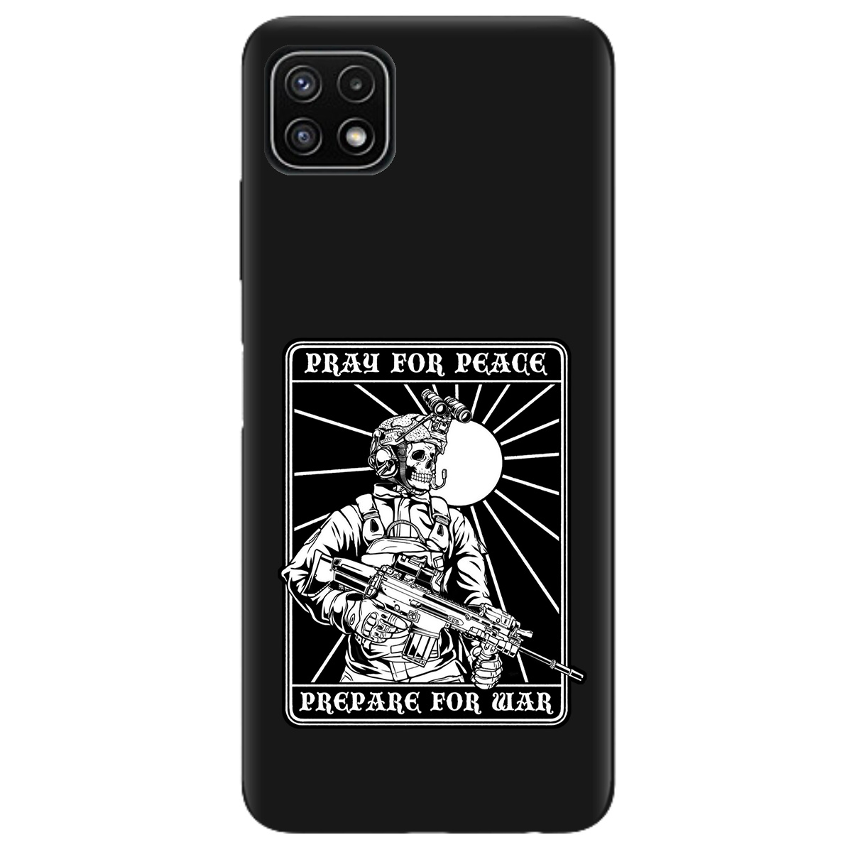 Чехол для Samsung Galaxy A22 5G черный матовый soft touch Моліться за мир - фото 1 - Чехлы для телефонов