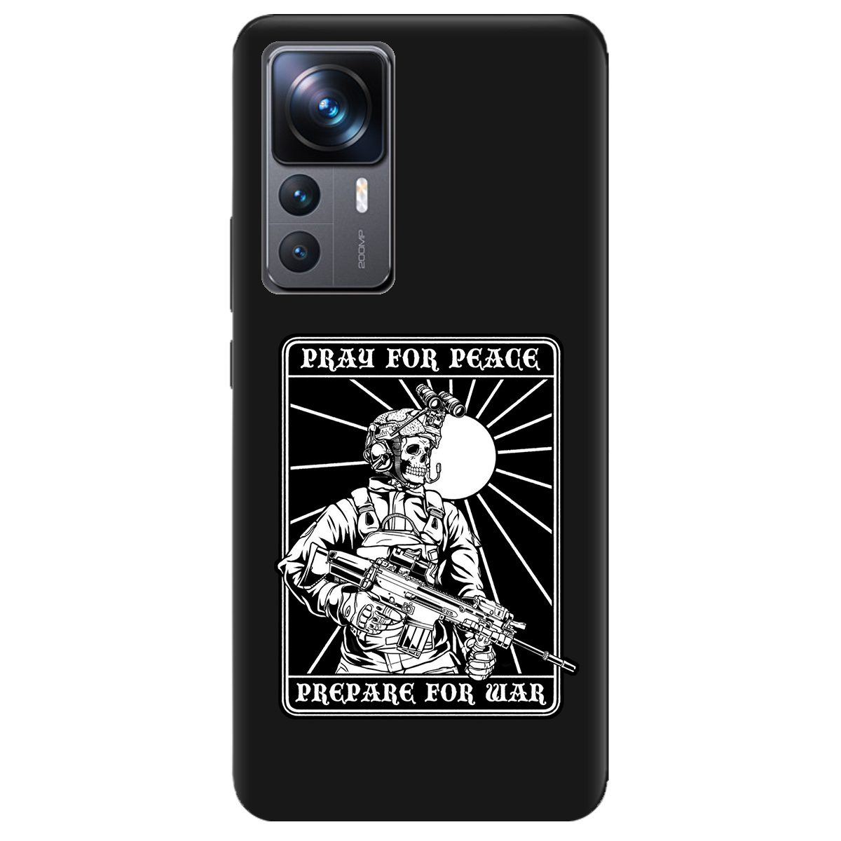 Чехол для Xiaomi 12T черный матовый soft touch Моліться за мир - фото 1 - Чехлы для телефонов