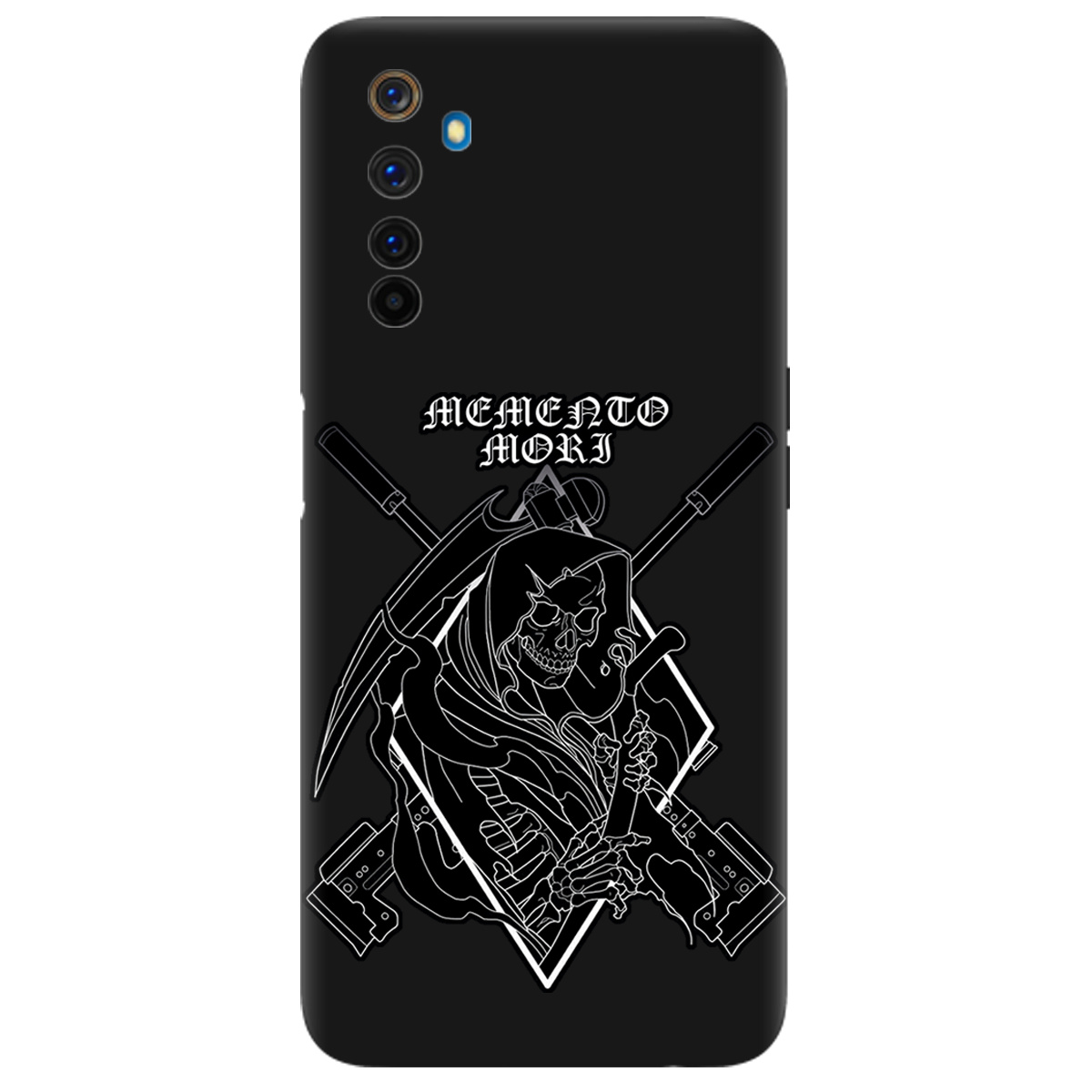 Чехол для Realme 6 Pro черный матовый soft touch Пам'ятай про смерть - фото 1 - Чехлы для телефонов