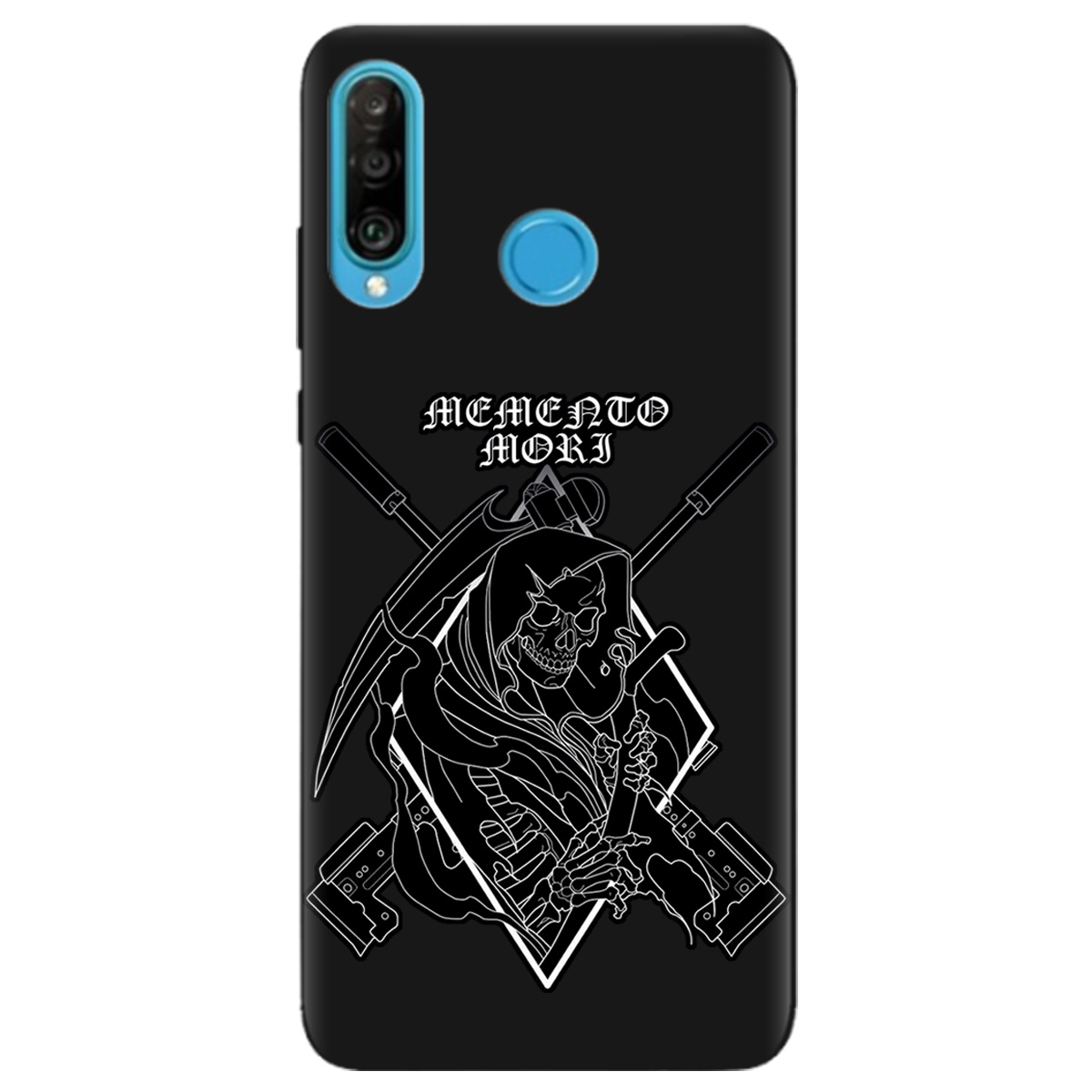 Чохол для Huawei P30 Lite чорний матовий soft touch Пам'ятай про смерть - фото 1 Чохол для Huawei P30 Lite чорний матовий soft touch Пам'ятай про смерть - фото 1 - Чохли для телефонів