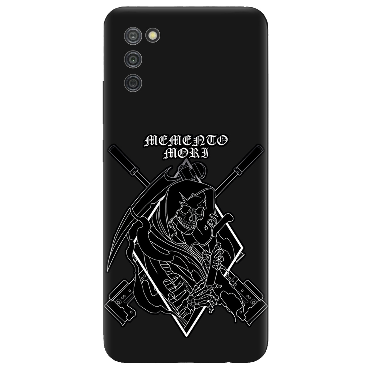 Чехол для Samsung Galaxy A02s черный матовый soft touch Пам'ятай про смерть - фото 1 - Чехлы для телефонов