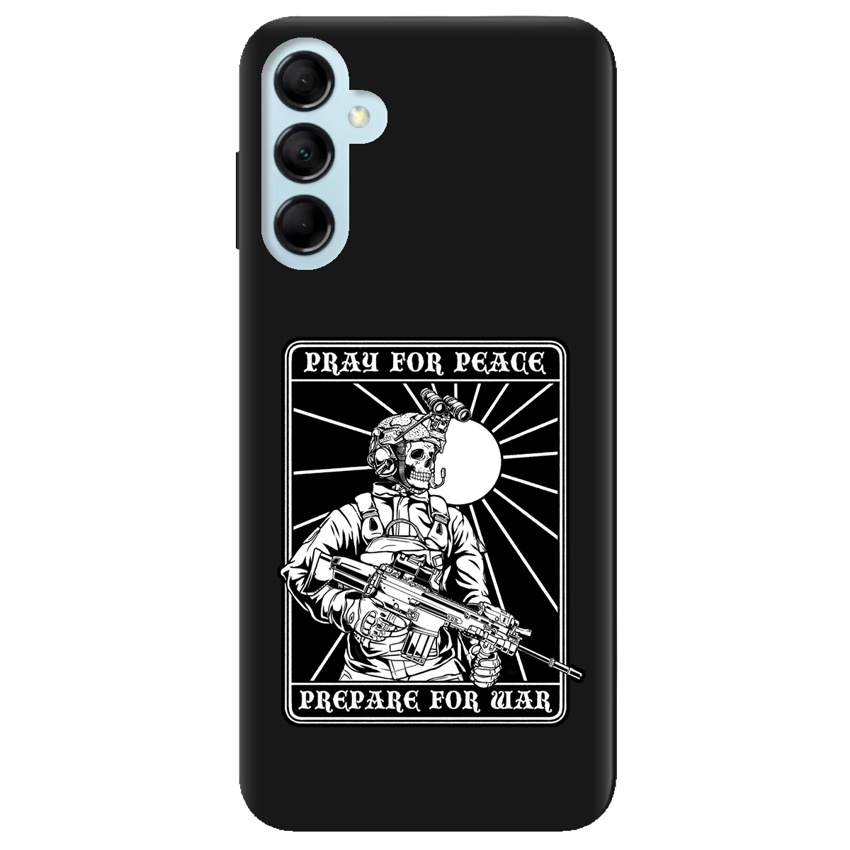 Чехол для Samsung Galaxy M14 5G черный матовый soft touch Моліться за мир - фото 1 - Чехлы для телефонов