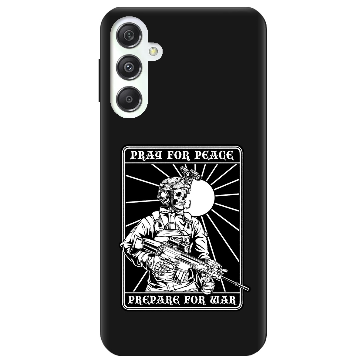 Чохол для Samsung Galaxy M34 5G чорний матовий soft touch Моліться за мир - фото 1 - Чохли для телефонів