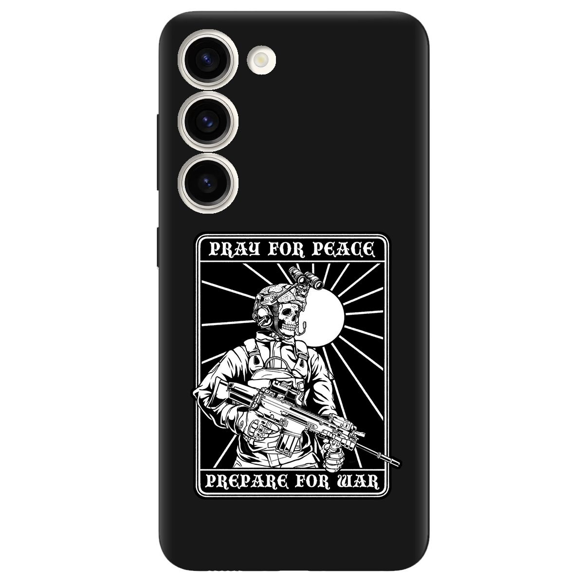 Чехол для Samsung Galaxy S23 Plus черный матовый soft touch Моліться за мир - фото 1 - Чехлы для телефонов