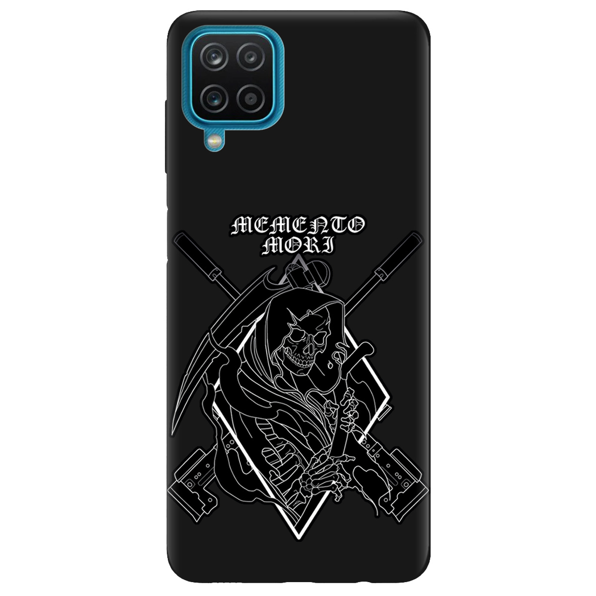 Чехол для Samsung Galaxy A12 4G черный матовый soft touch Пам'ятай про смерть - фото 1 - Чехлы для телефонов