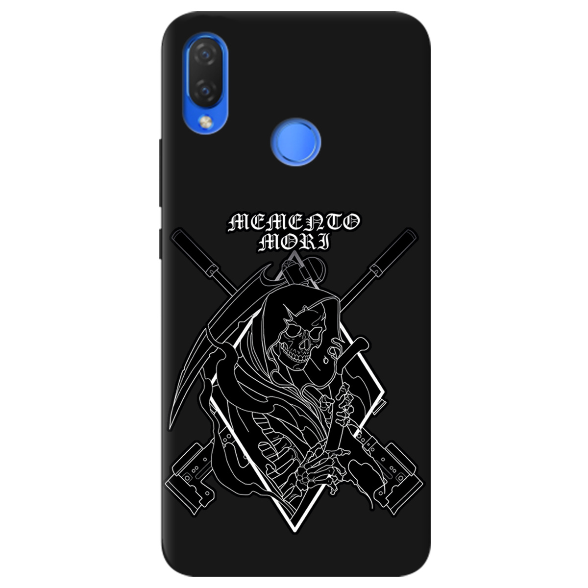 Чохол для Huawei P Smart Plus чорний матовий soft touch Пам'ятай про смерть - фото 1 - Чохли для телефонів