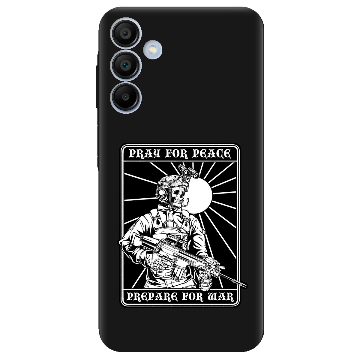Чохол для Samsung Galaxy A15 чорний матовий soft touch Моліться за мир - фото 1 - Чохли для телефонів