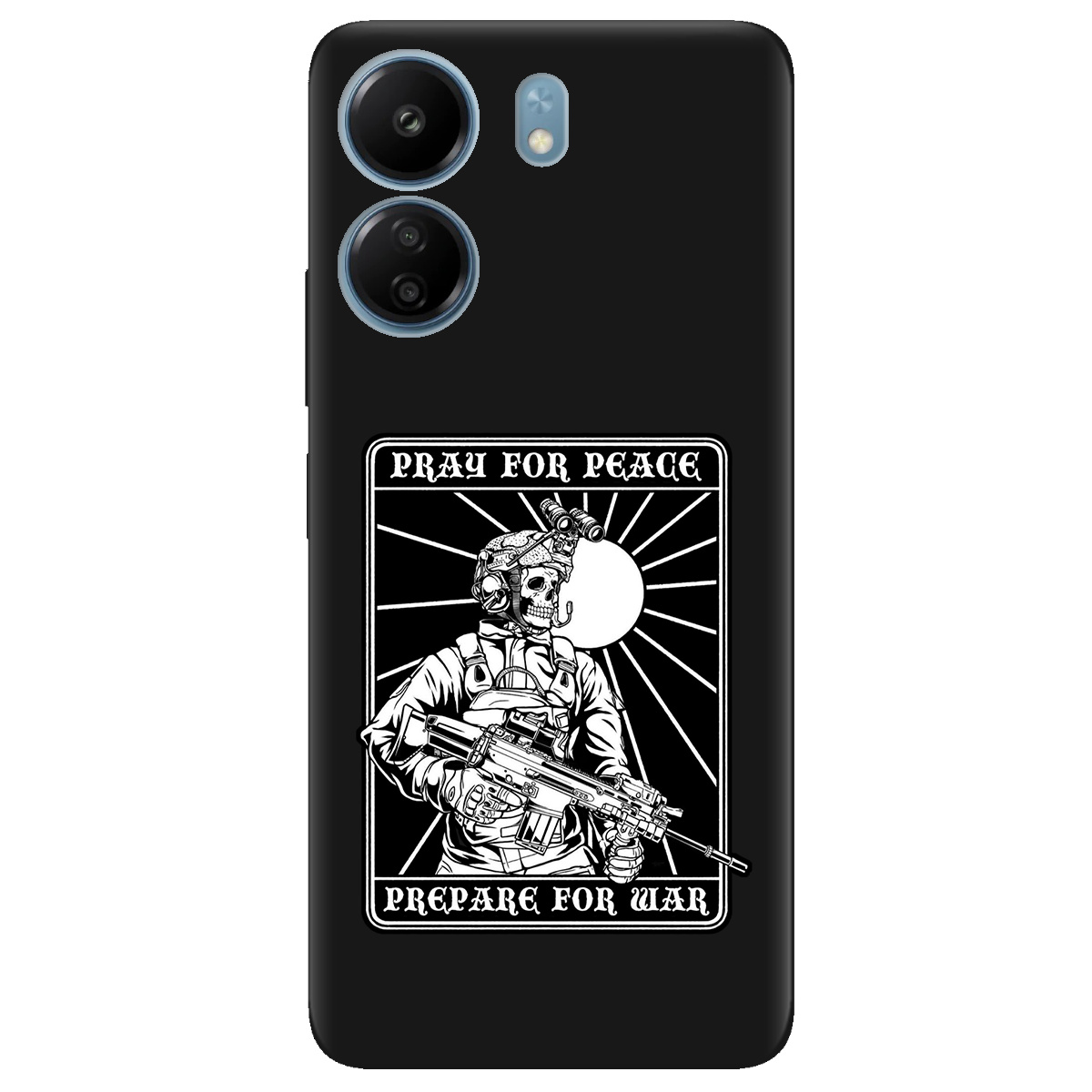 Чехол для Xiaomi Poco C65 черный матовый soft touch Моліться за мир - фото 1 - Чехлы для телефонов