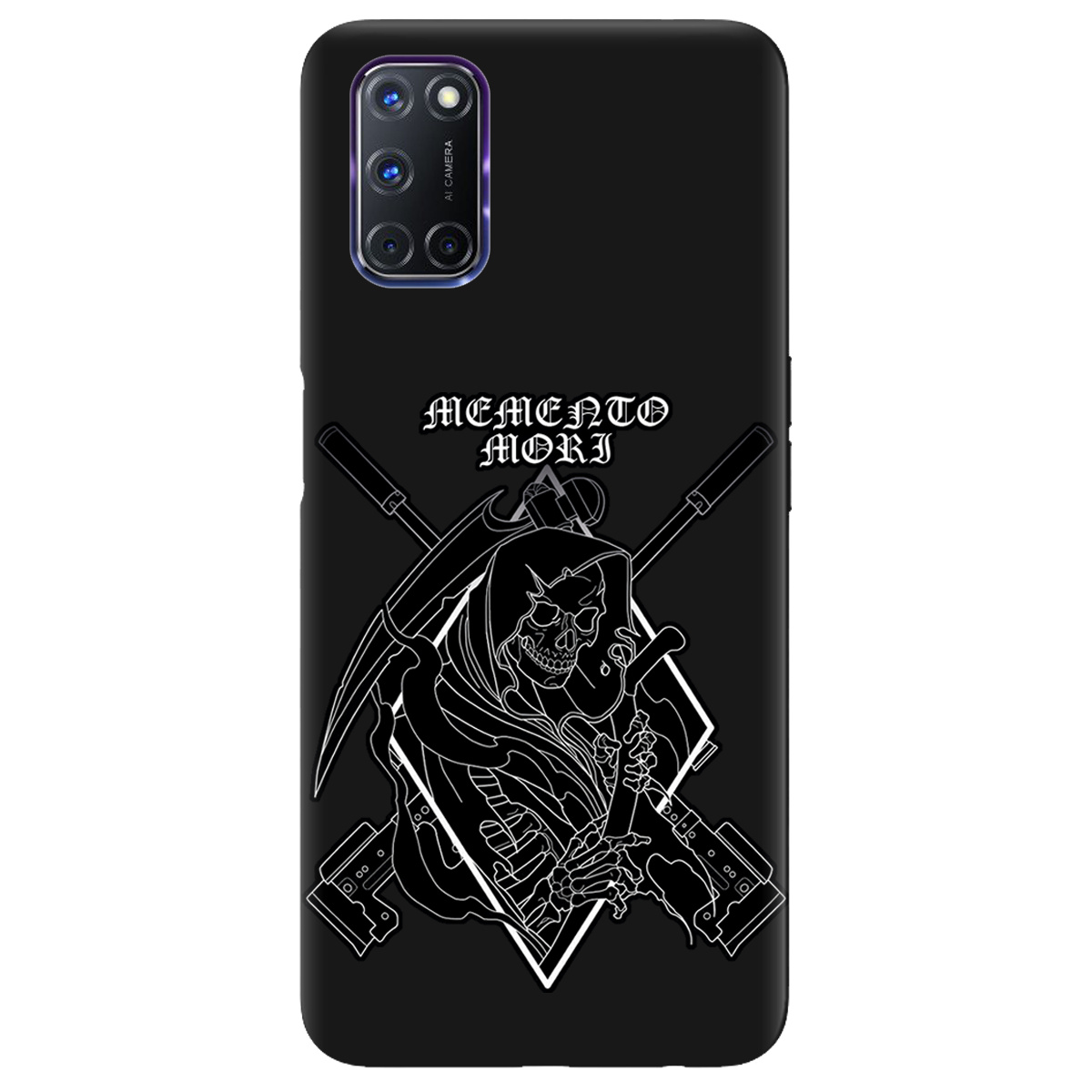 Чехол для Oppo A52/ A72/ A92 черный матовый soft touch Пам'ятай про смерть - фото 1 - Чехлы для телефонов