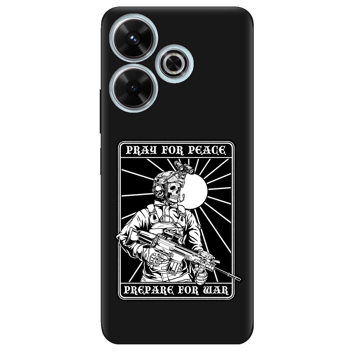 Чехол для Xiaomi Poco M6 4G черный матовый soft touch Моліться за мир - фото 1 - Чехлы для телефонов