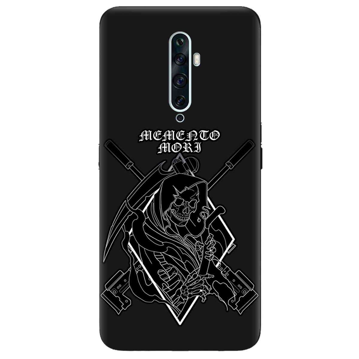 Чохол для Oppo Reno 2 чорний матовий soft touch Пам'ятай про смерть - фото 1 - Чохли для телефонів