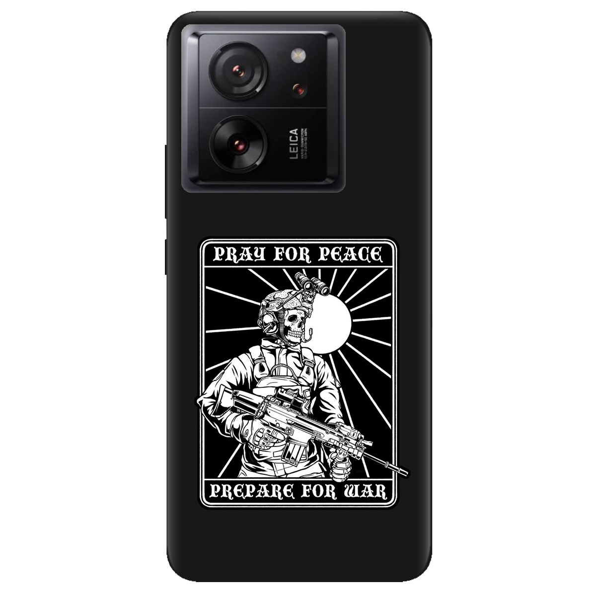 Чохол для Xiaomi 13T чорний матовий soft touch Моліться за мир - фото 1 - Чохли для телефонів