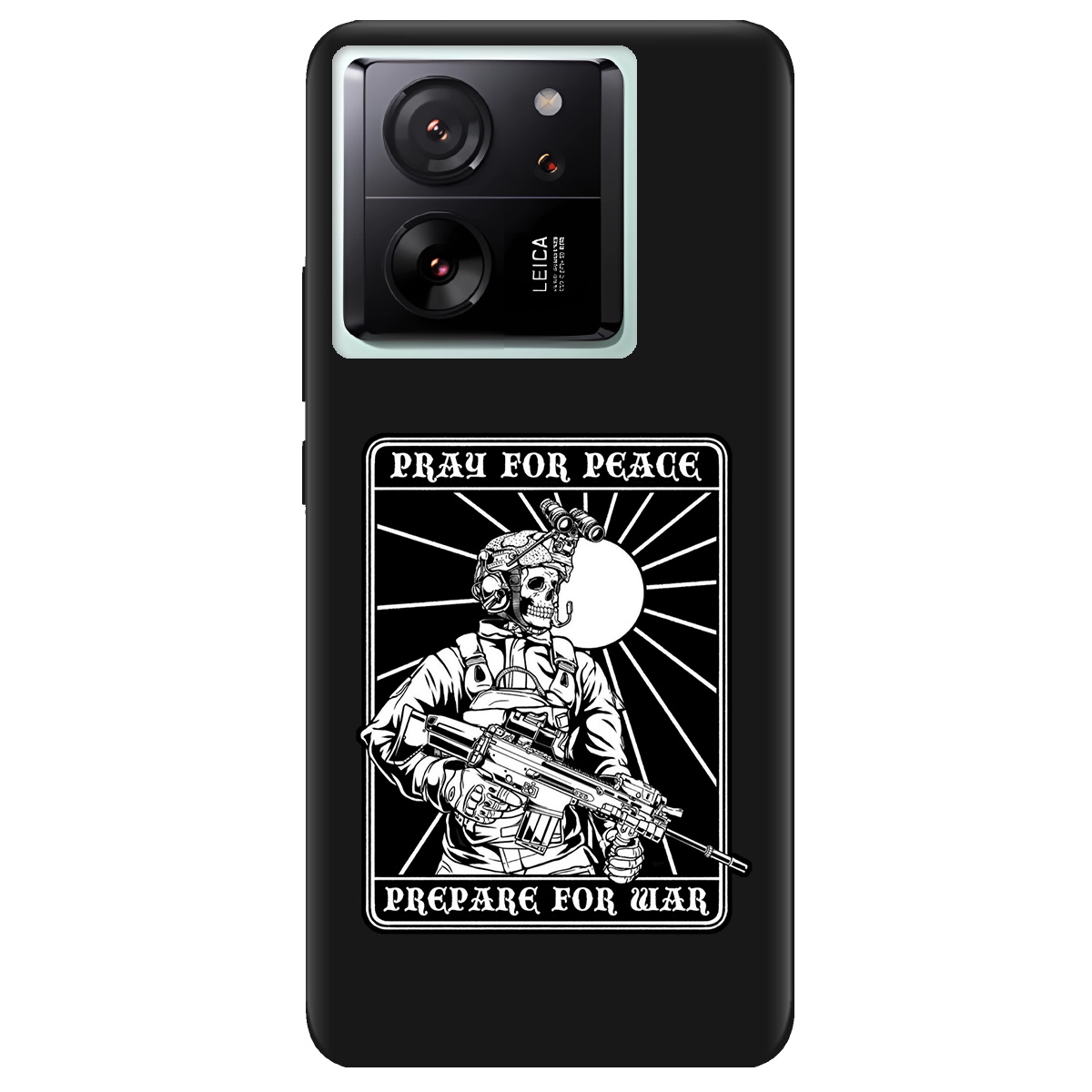 Чехол для Xiaomi 13T Pro черный матовый soft touch Моліться за мир - фото 1 - Чехлы для телефонов