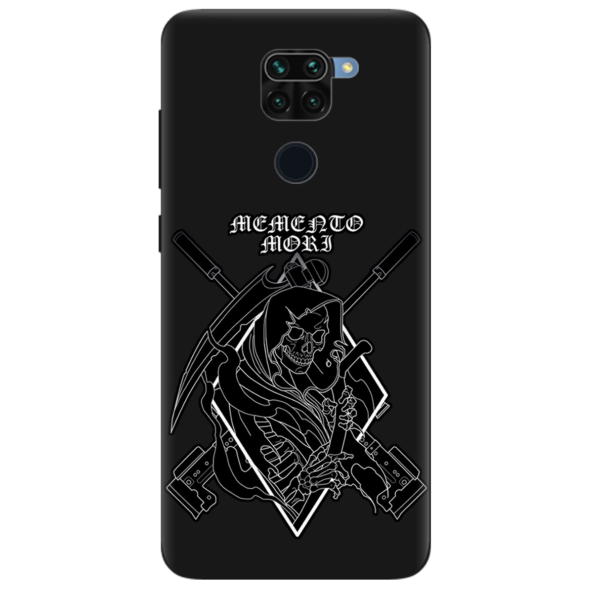 Чохол для Xiaomi Redmi Note 9 чорний матовий soft touch Пам'ятай про смерть - фото 1 - Чохли для телефонів