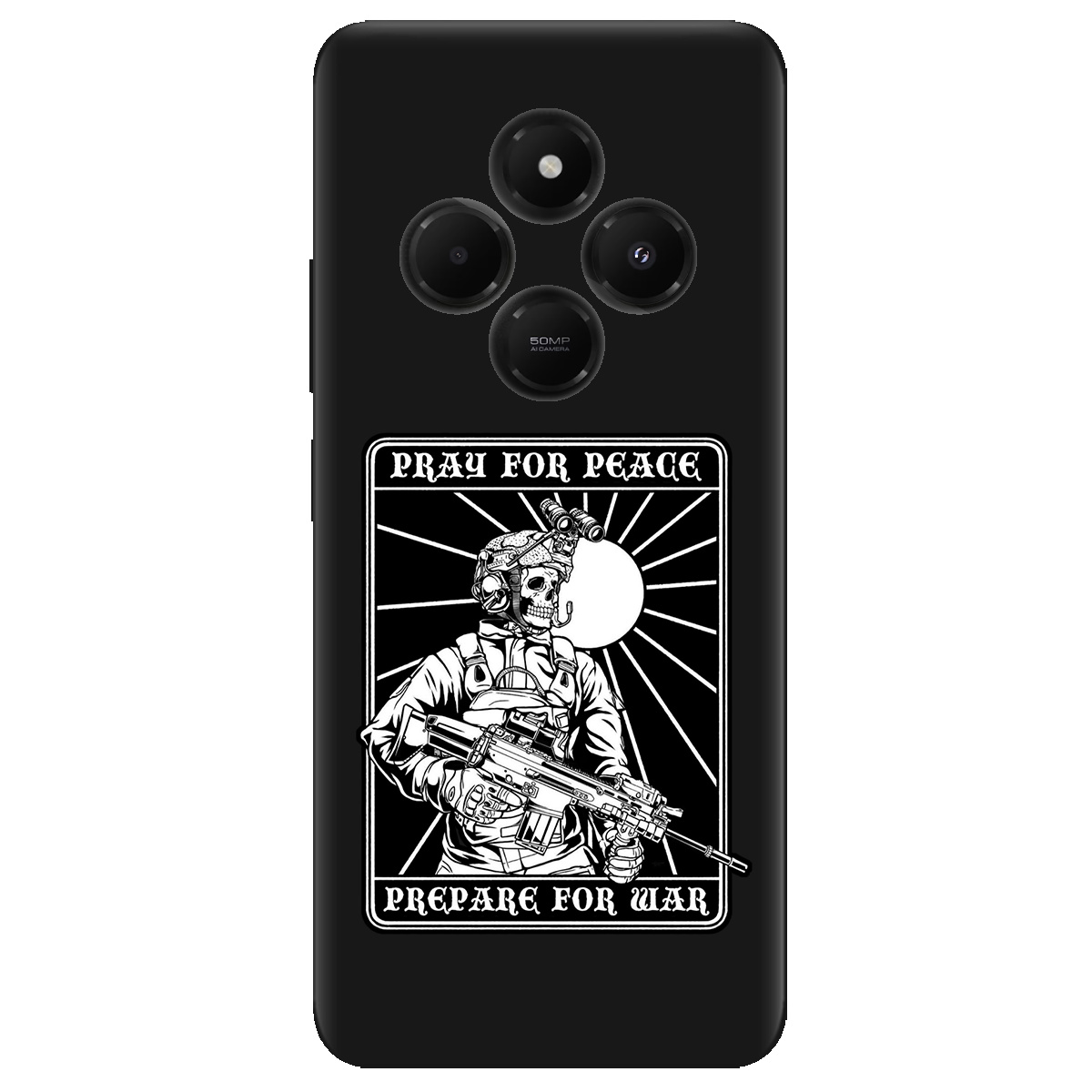 Чехол для Xiaomi Redmi 14C черный матовый soft touch Моліться за мир - фото 1 - Чехлы для телефонов