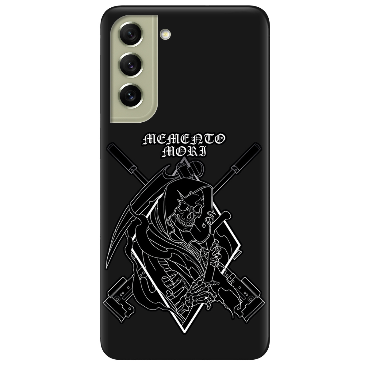Чехол для Samsung Galaxy S21 FE черный матовый soft touch Пам'ятай про смерть - фото 1 - Чехлы для телефонов