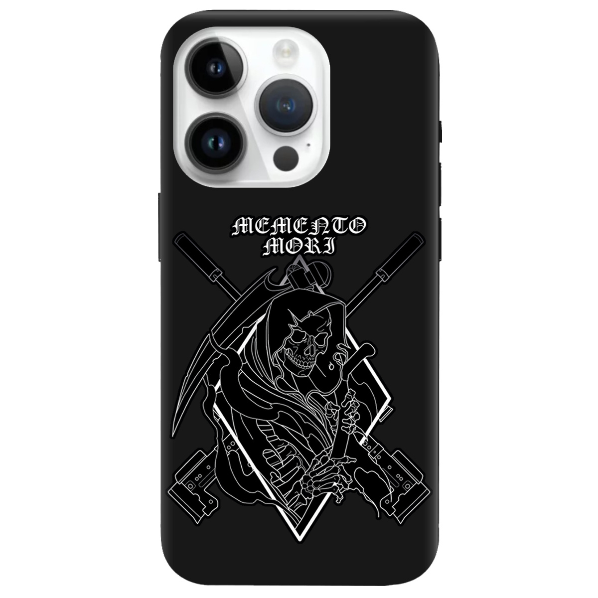 Чехол для Apple iPhone 14 Pro Max черный матовый soft touch Пам'ятай про смерть - фото 1 - Чехлы для телефонов