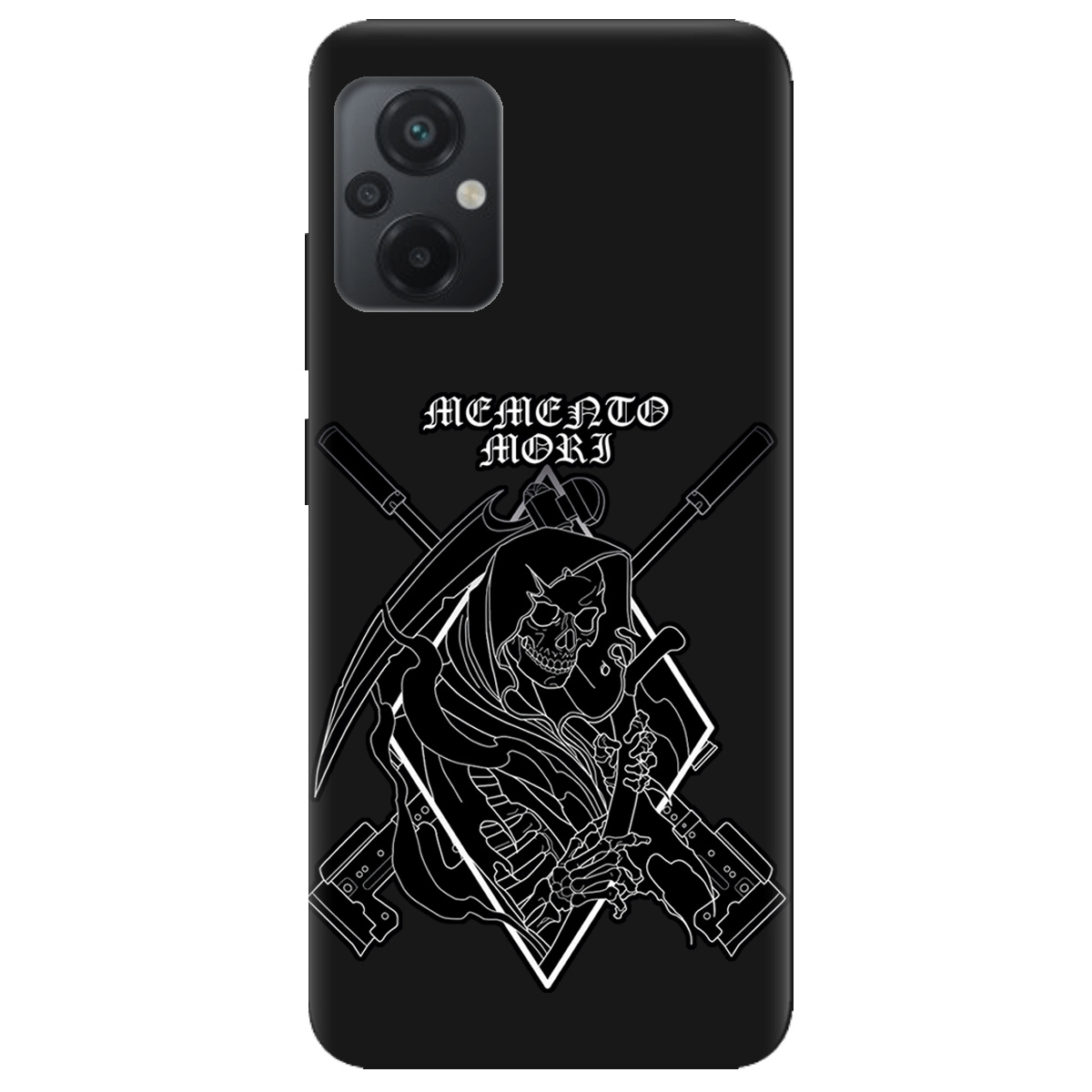 Чехол для Xiaomi Poco M5 черный матовый soft touch Пам'ятай про смерть - фото 1 - Чехлы для телефонов