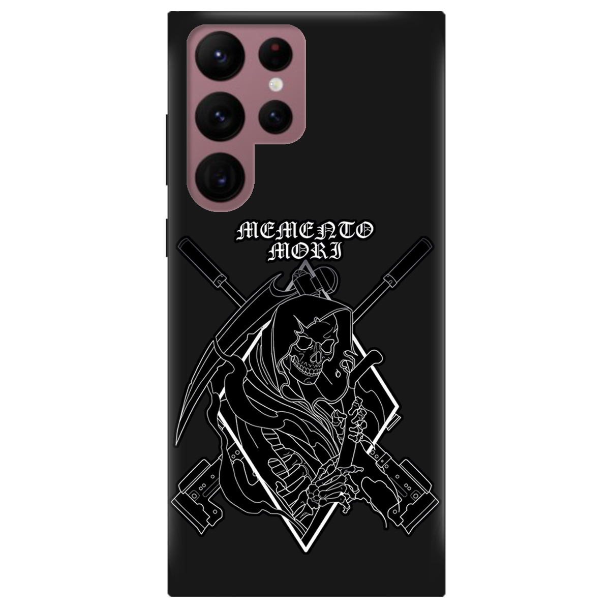 Чехол для Samsung Galaxy S22 Ultra черный матовый soft touch Пам'ятай про смерть - фото 1 - Чехлы для телефонов