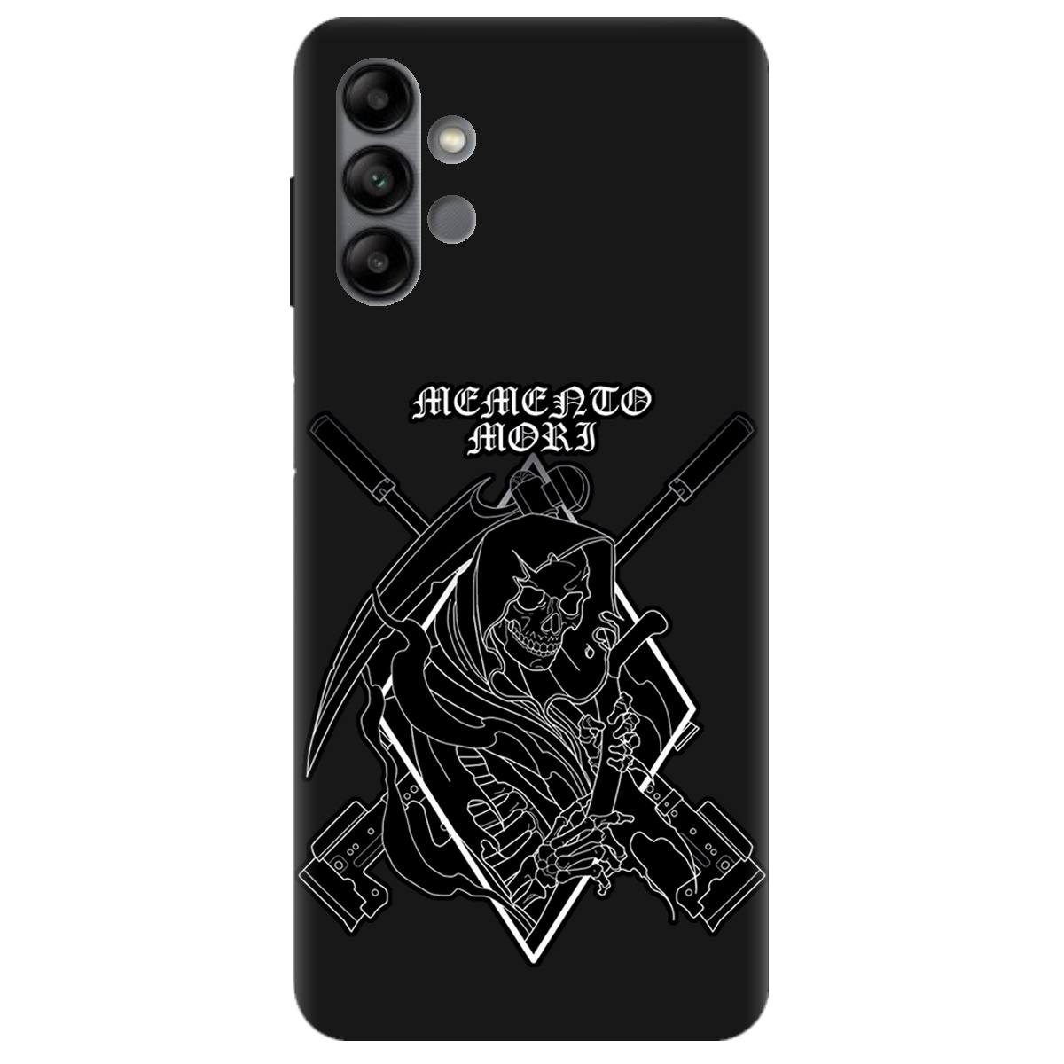 Чехол для Samsung Galaxy A04s черный матовый soft touch Пам'ятай про смерть - фото 1 - Чехлы для телефонов